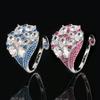 Jewelry Ring European and American High Fashion Full Diamond Sea Blue Red Treasure Inlaid Zircon Opening Women's Light Luxury