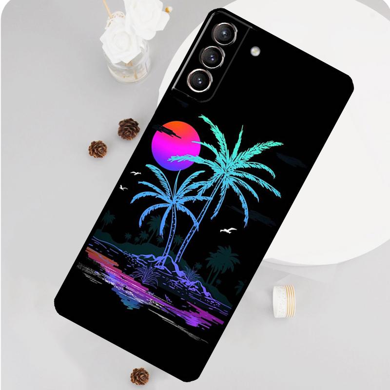 Retrowave Neon Palms Tree Phone Case For Samsung Galaxy S26 S25 S24 S20 S21 S22 S23 Ultra S10 Plus S25 FE Funda Cover