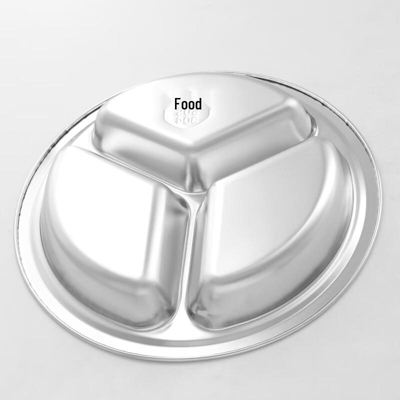 304 Stainless Steel Round 3-Compartment Meal Plate