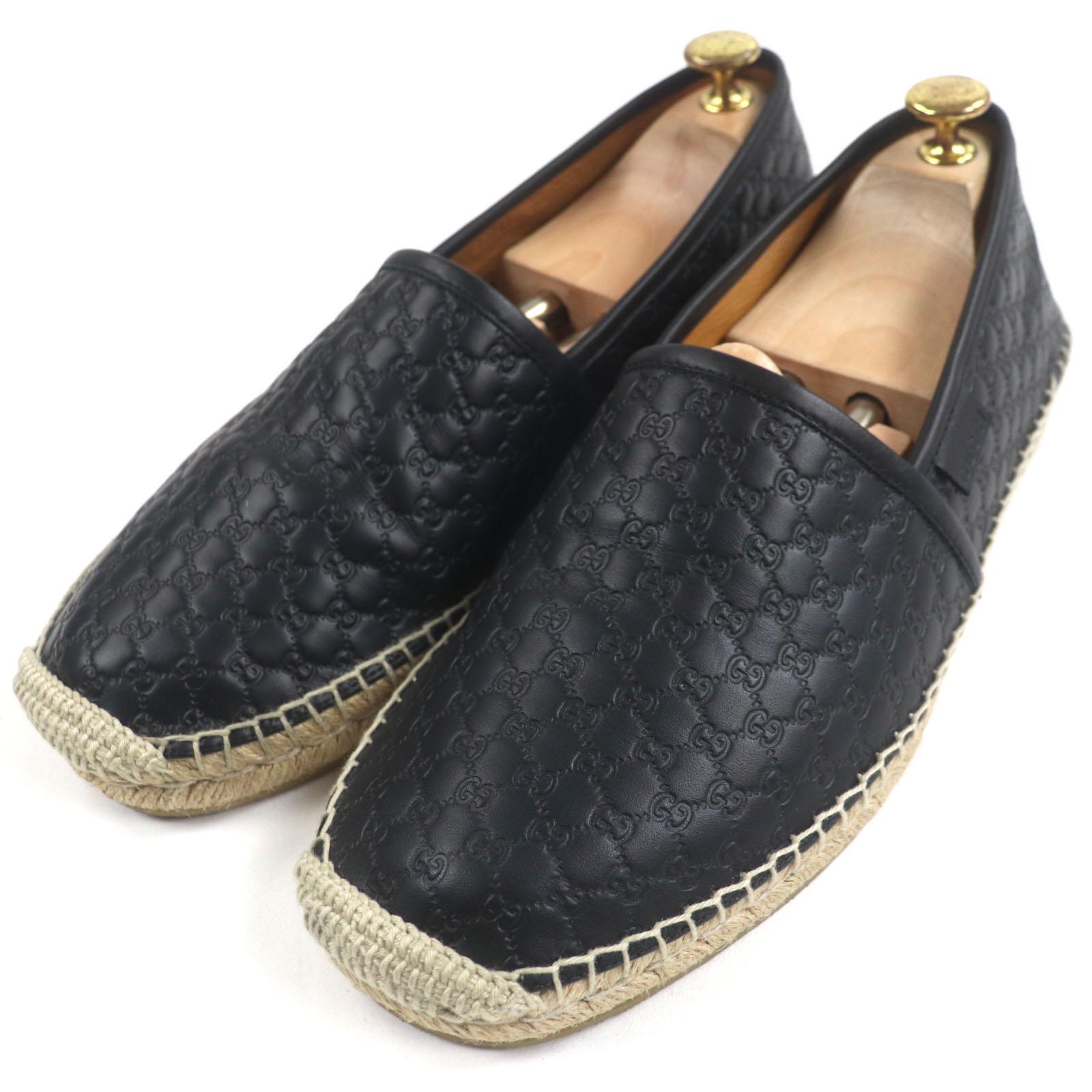 

GUCCI Slip-on Micro GG Shima Espadrilles black leather mens 8.5 567112 Used