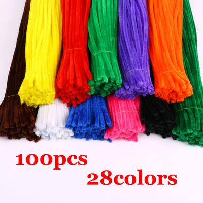 DIY Handmade Plush Strips 100pcs Chenille Stems Strips Twist Bar Anvil Wire Craft Pipe Children Plush Stick Chenille Sticks