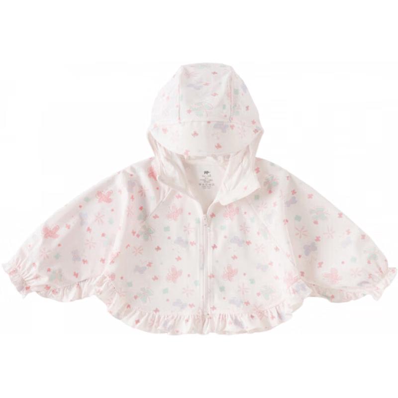 DAVE&BELLA Girls' Printed Ice Silk Sun Protection Hooded Jacket