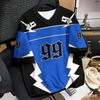 Couple Outfits Number 99 Color Block Print T-Shirt Short Sleeve Sport Loose Jersey T-Shirt Vintage Oversize Striped Tees Clothes