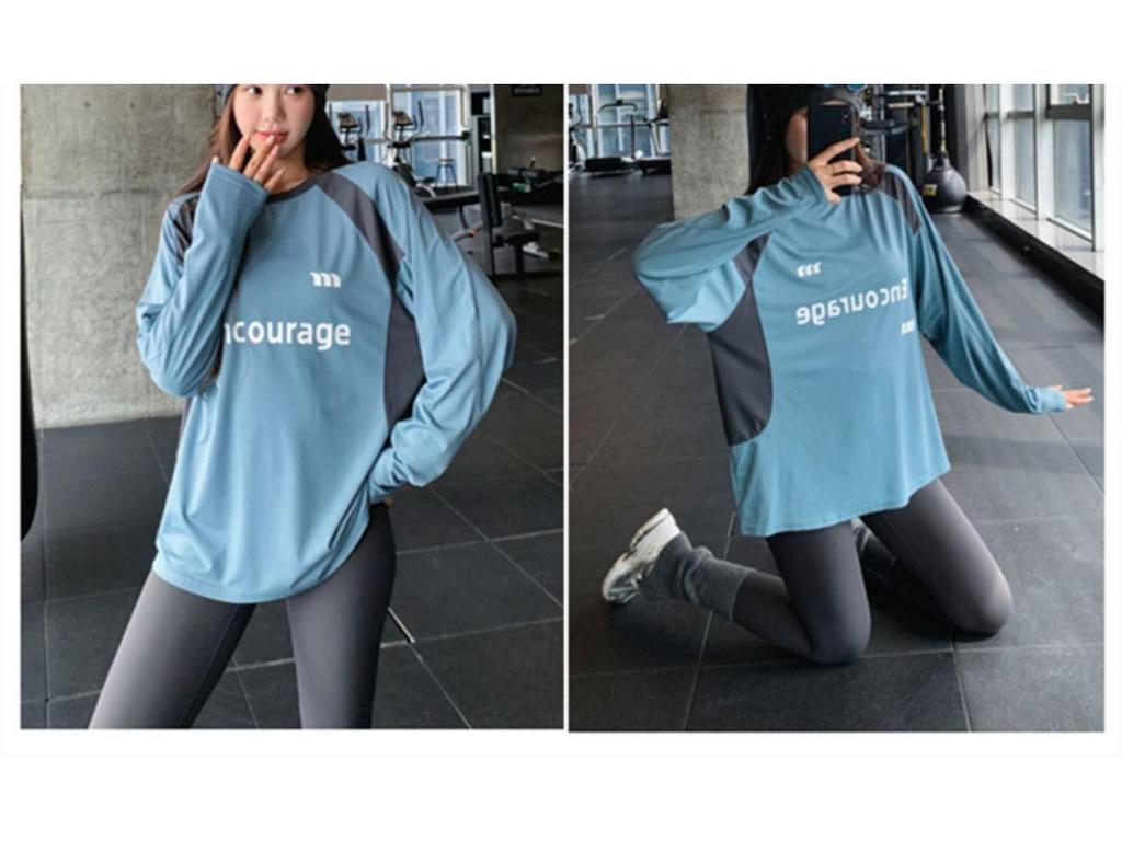 Plus Size Long Sleeve Yoga Set - Loose, Hip-Covering, Quick-Dry for Spring & Autumn