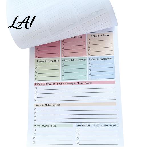 Desktop Reminder Planner, Tear-off Brain Dump Pad A5 Daily Task with 50 Office Desk