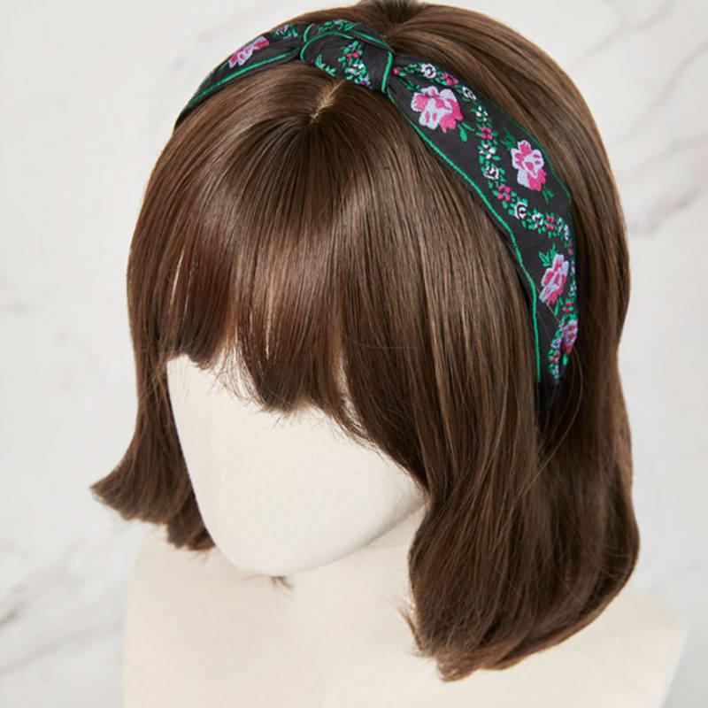 MAIA Pearl Flower Jacquard Hairband A - Knot Green