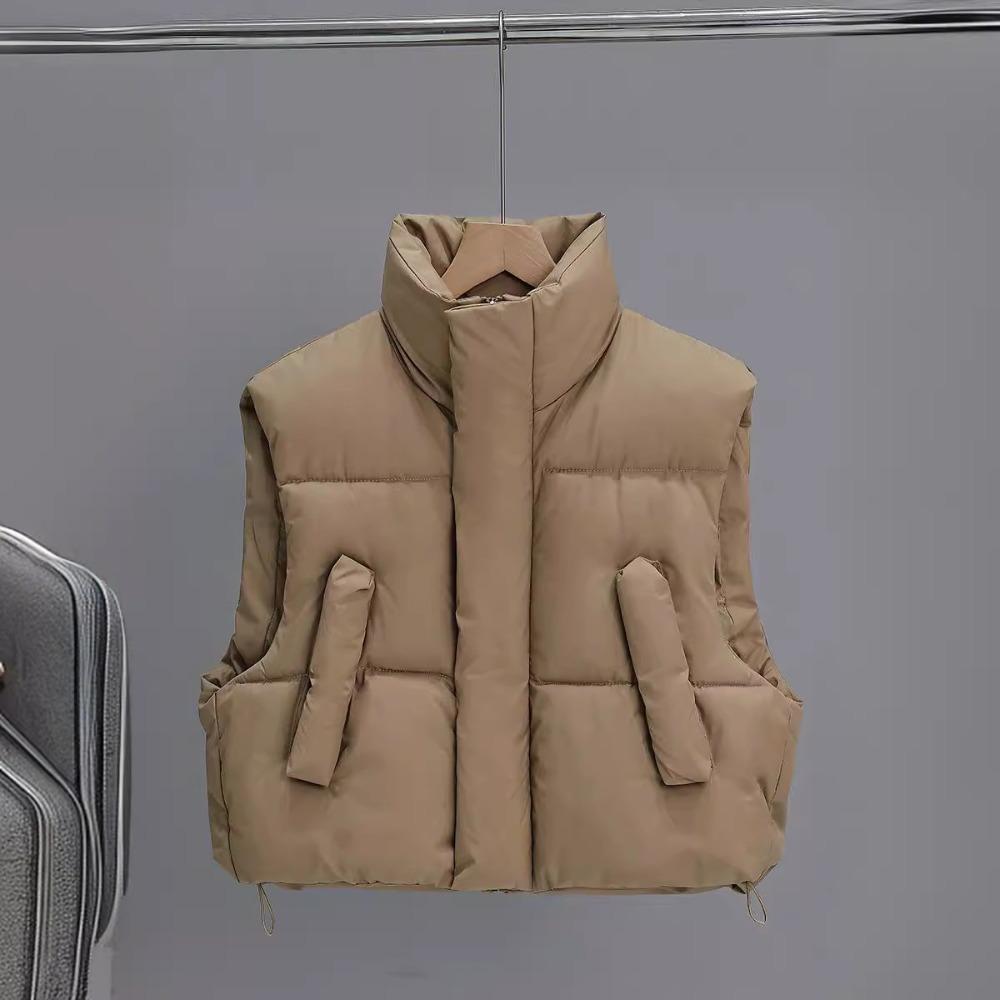 New winter short women's cotton vest small fashion loose Korean version versatile vest thin stand-up collar jacket