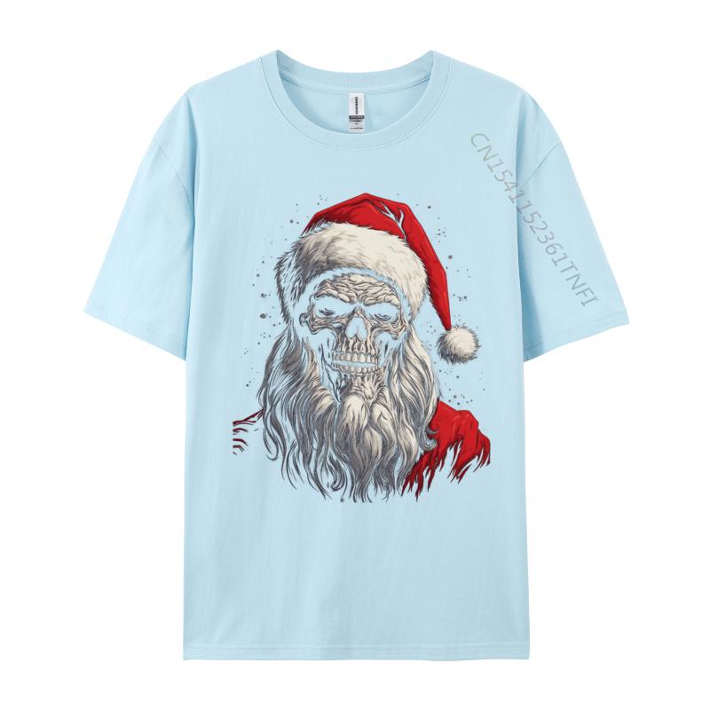Christmas Skull Santa Claus Xmas Holiday Winter Season T Shirts Men's Harajuku T Shirt Cotton Oversized Tshirt Tee Top