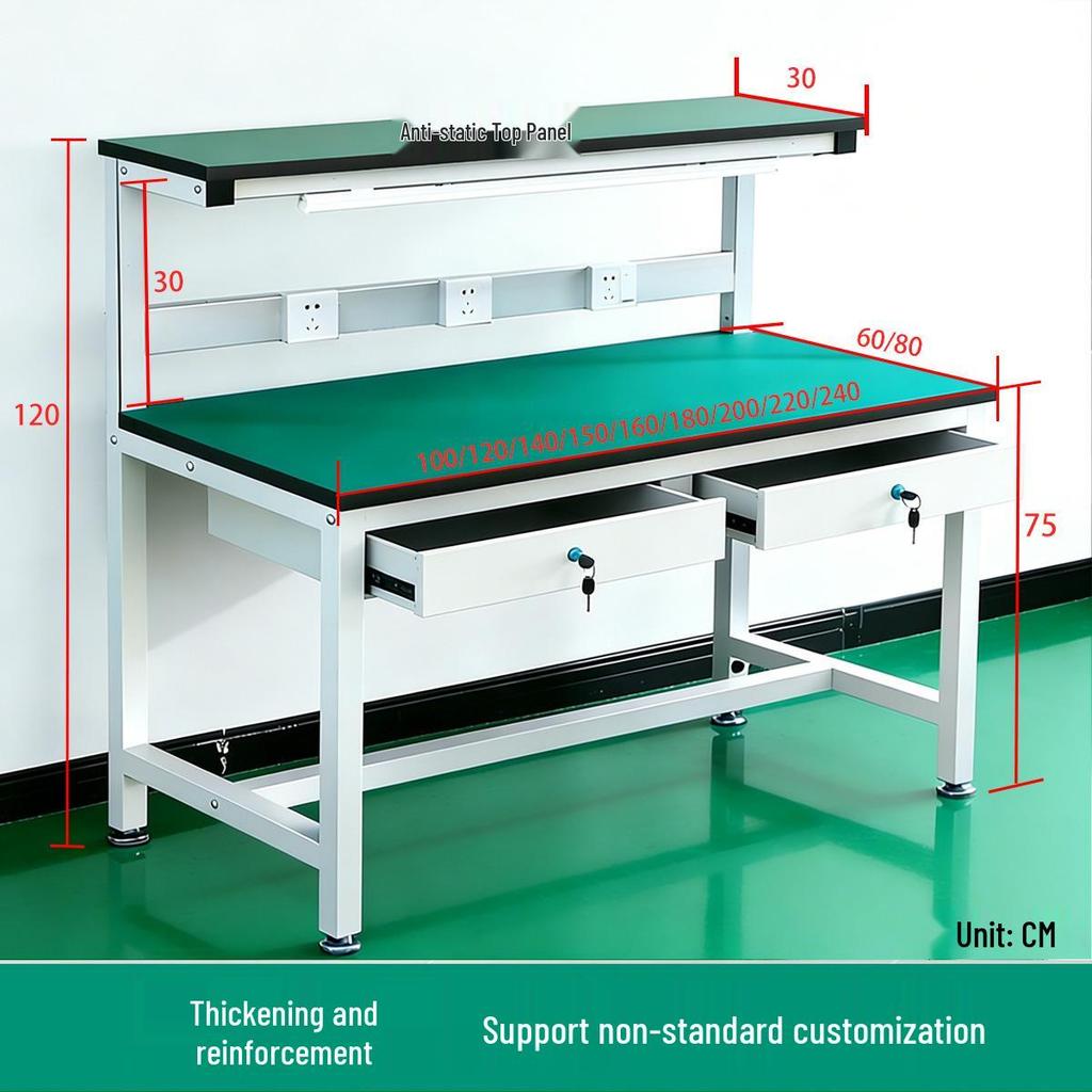Anti-static Double-Layer Workbench with Light for Mobile Phone Repair and Inspection