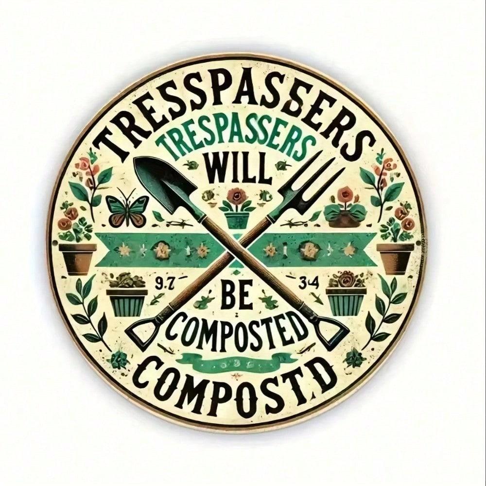 Vintage Metal Wall Art Poster Farmhouse Floral Garden Warning Sign