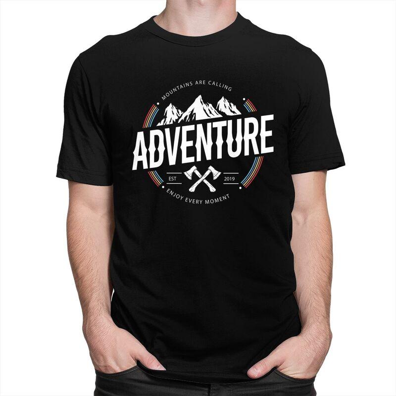 Custom Mountain Camping Adventure Camper Tshirts for Men Short Sleeve T Shirt Fashion Tshirt 100 Cotton Tees Gift