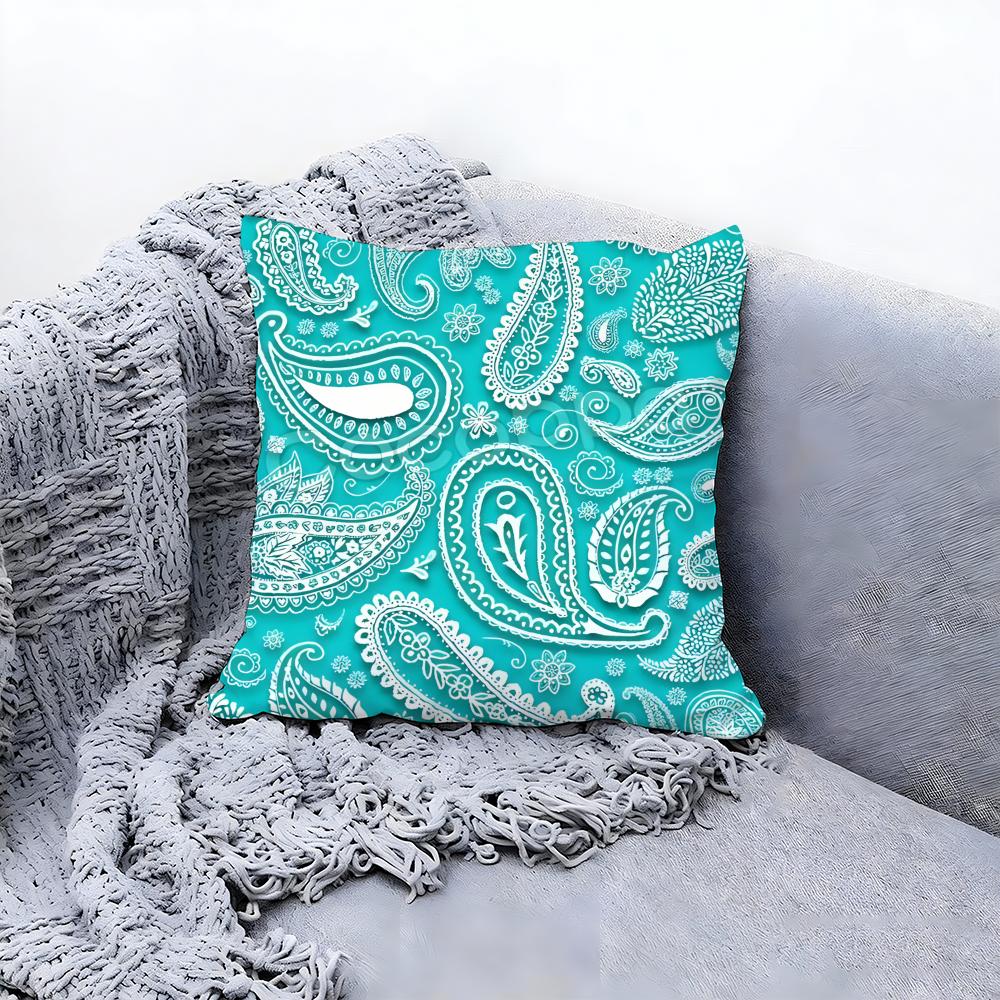 Classic Paisley Pattern Print Cushion Cover Premium Comfort Reversible Pillow Cove In One Design for Any Room Car Interior