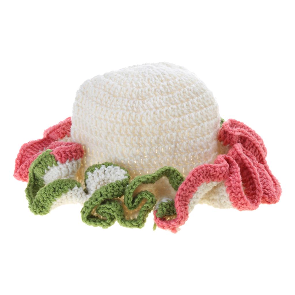 Handmade Crochet Bucket Hat for Woman Teen Outdoor Commute Fisherman Hat Ruffled Brim Winter Windproof Carnival Hat