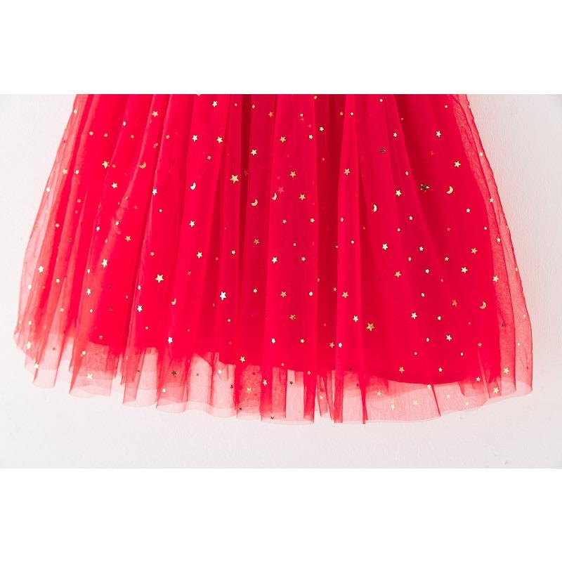 New Christmas Dress Stars Moon Strapless Dress Princess Mesh Shaggy Dress Children's Halter Dress Holiday Dress