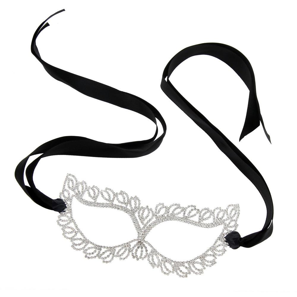 

Personalized Rhinestone Eye Mask Fashion Show Masquerade Ball Rhinestone Face Ornament European And American Accessories The Mask серебряный