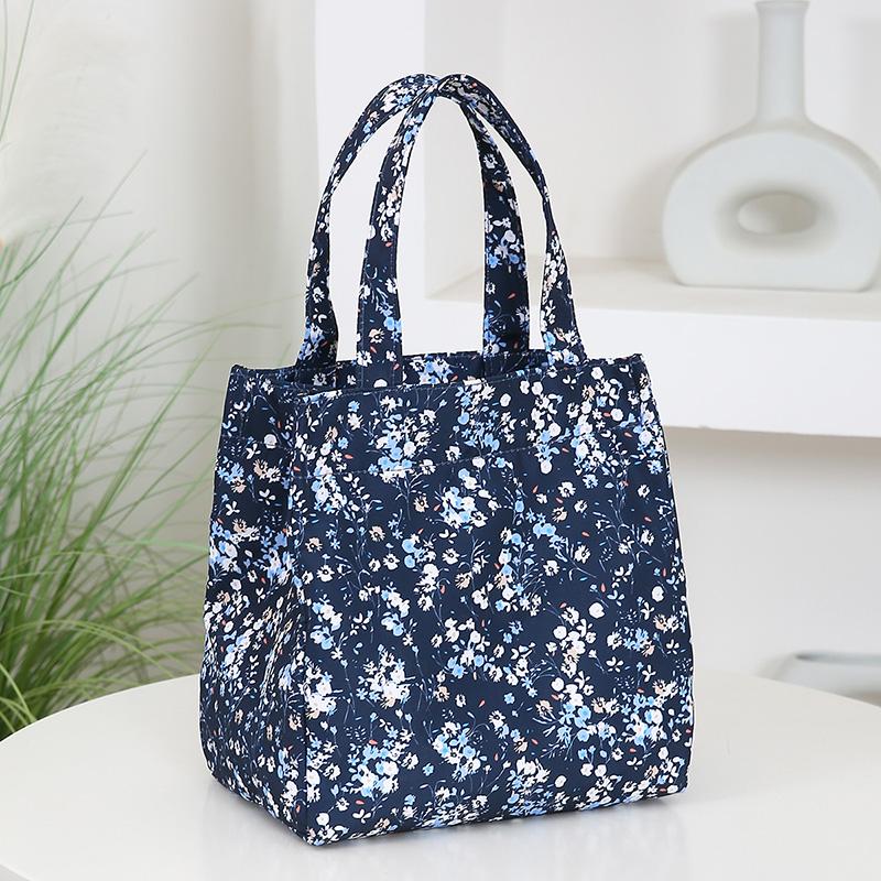 Marken-Handtasche mit Blumenmuster und Reißverschluss, halb geschlossen, für die Arbeit, Lunchbox-Tasche mit Aluminiumfolien-Isolierung innen