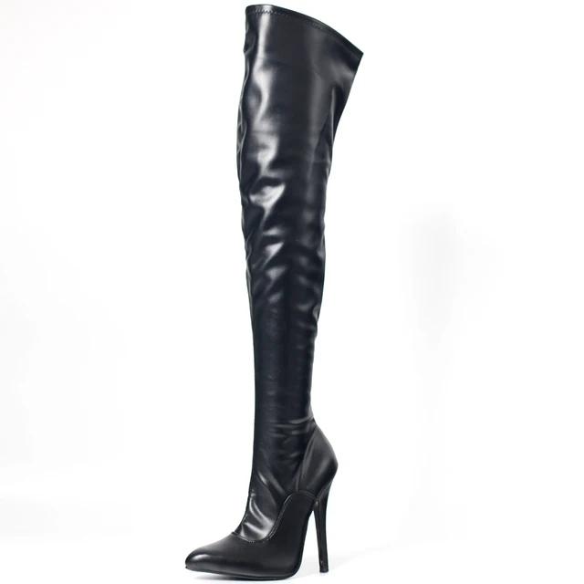 Toc Stiletto Înalt de 14cm, Vârf Ascuțit, Unisex, Peste Genunchi, Clasici, Vintage, Sexy, Elastic, Cizme Lungi