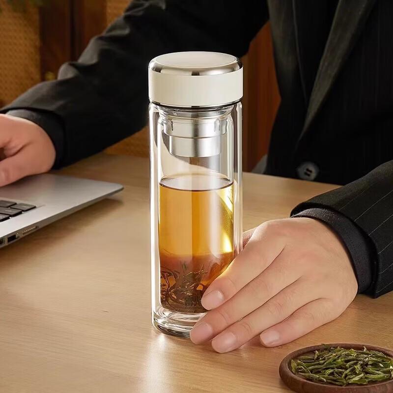 Fuguang Portable Double-Layer Borosilicate Glass Tea Infuser Mug
