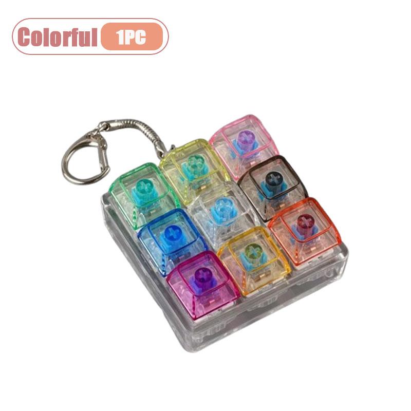 Mechanical Keyboard Switch Tester Keychain Fidget with LED Light DIY Keycap Stress Relief Clicker for Office Desk Anxiety Gift