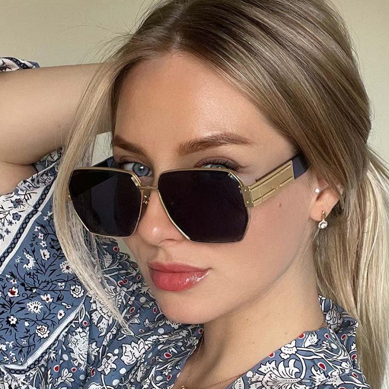 Non-polarized Fashion Irregular Retro Polygonal Men Sunglasses European and American Trendy Women's Sunglasses