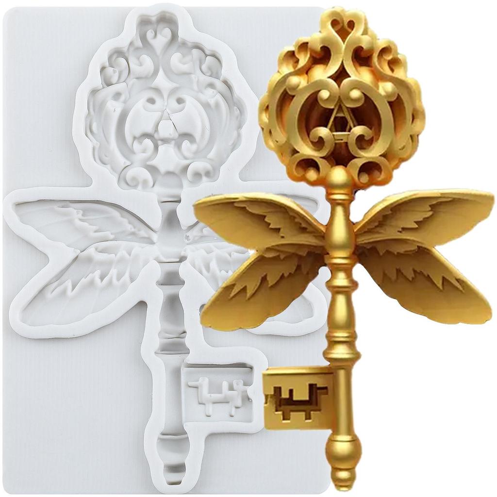 Vintage Key Silicone Molds Heart Lock Keyhole Fondant Mold Cake Decorating Tools Cupcake Topper Chocolate Candy Craft Gum Paste Polymer Clay