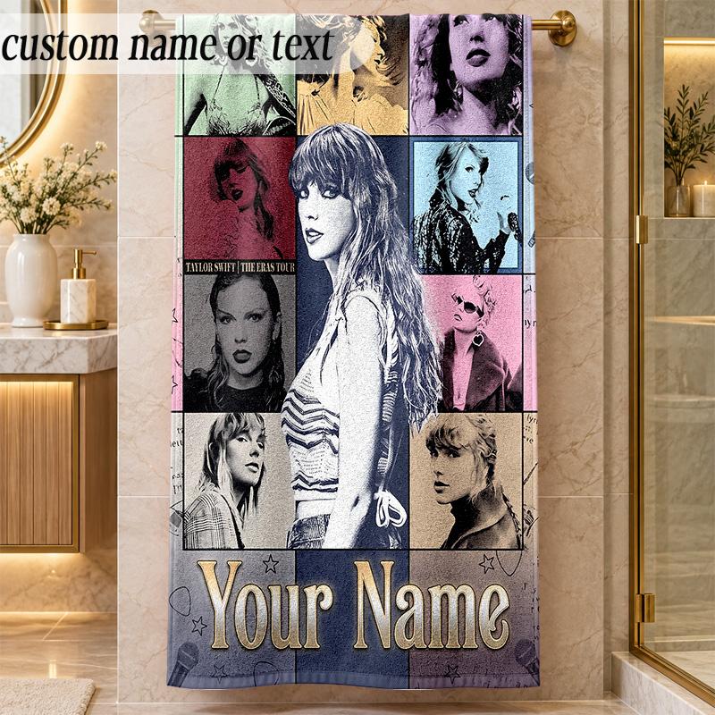 Beach TowelTaylor Swift Custom Name Text Personalized Soft Towel for Beach Pool Indoor Home Decor Gift