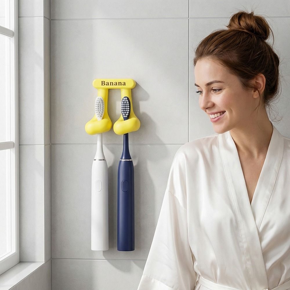 Self Adhesive Silicone Toothbrush Holder Space Saving Plug Storage Rack Razor Holder  For Bathroom