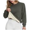Women's Casual Fashion RoundNeck Pullover Top Winter Solid Color Plush Sweatshirt