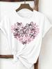 (Asian Size) love heart lovely Print Female Clothing T Shirt Woman Women Fashion Tee Top Short Sleeve Graphic T-shirts