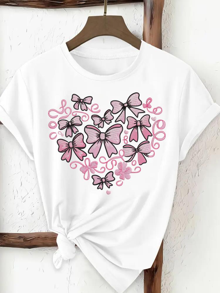 (Asian Size) love heart lovely Print Female Clothing T Shirt Woman Women Fashion Tee Top Short Sleeve Graphic T-shirts