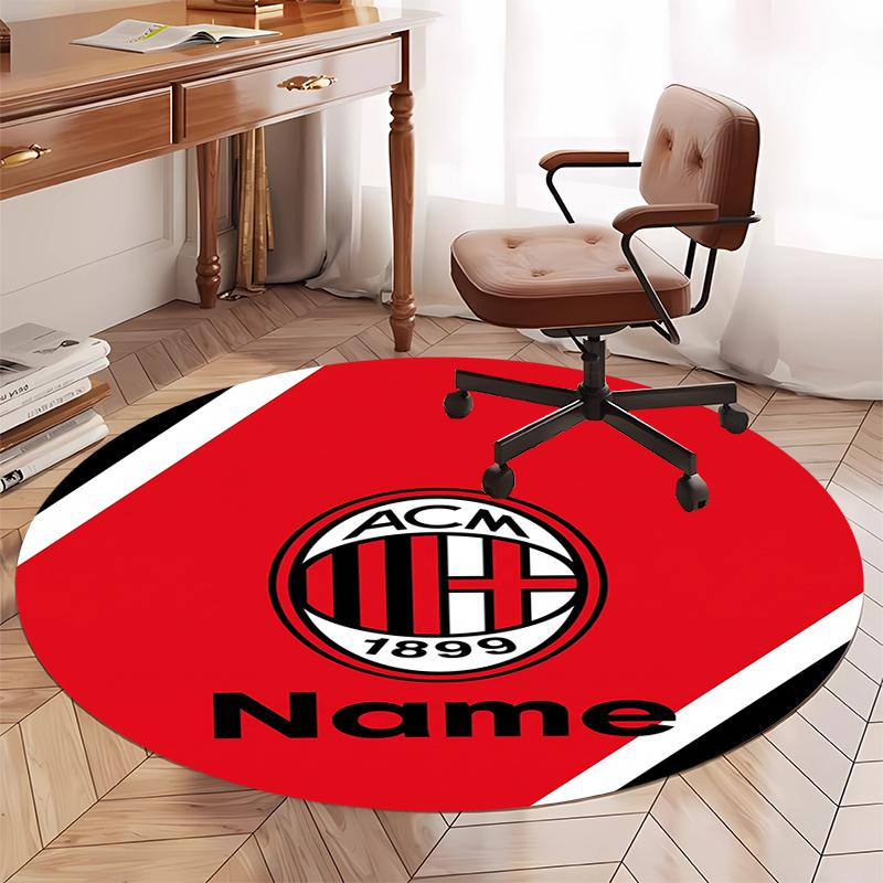 Custom Name AC Milan Printed Round Rug Carpet Chair Rug Area Rug Entryway Doormats,for Office Chair Living Room Bedroom Kitchen Room.