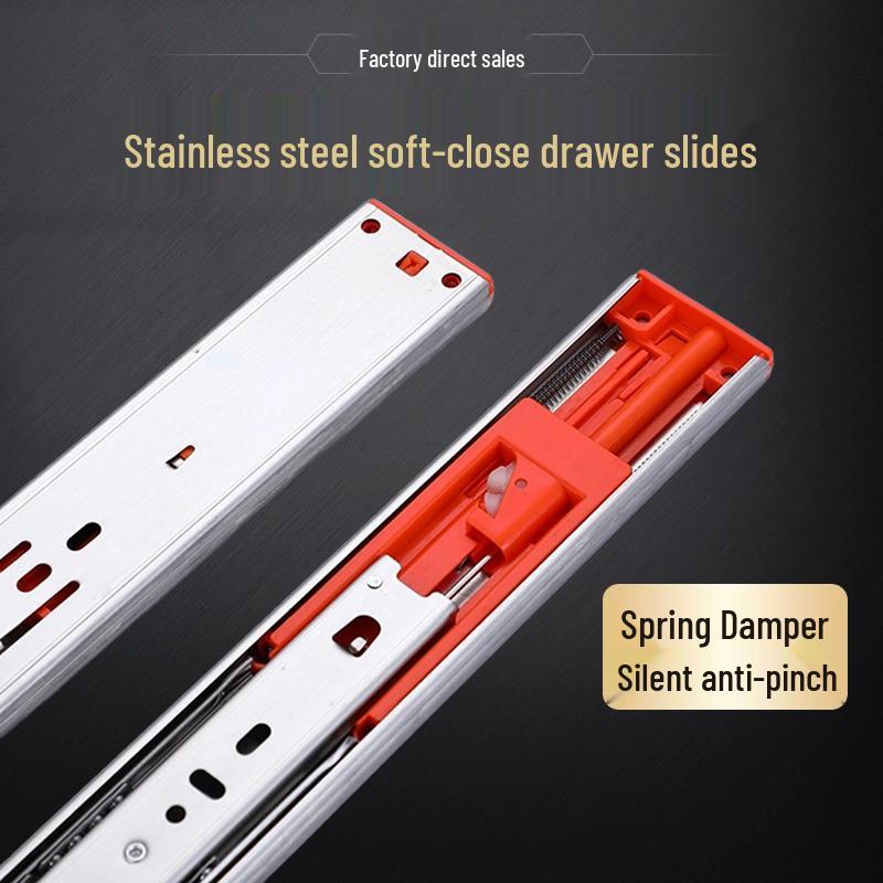 

45mm Wide Thickened Stainless Steel Hydraulic Soft-Close Drawer Slide 10 inch/25 cm