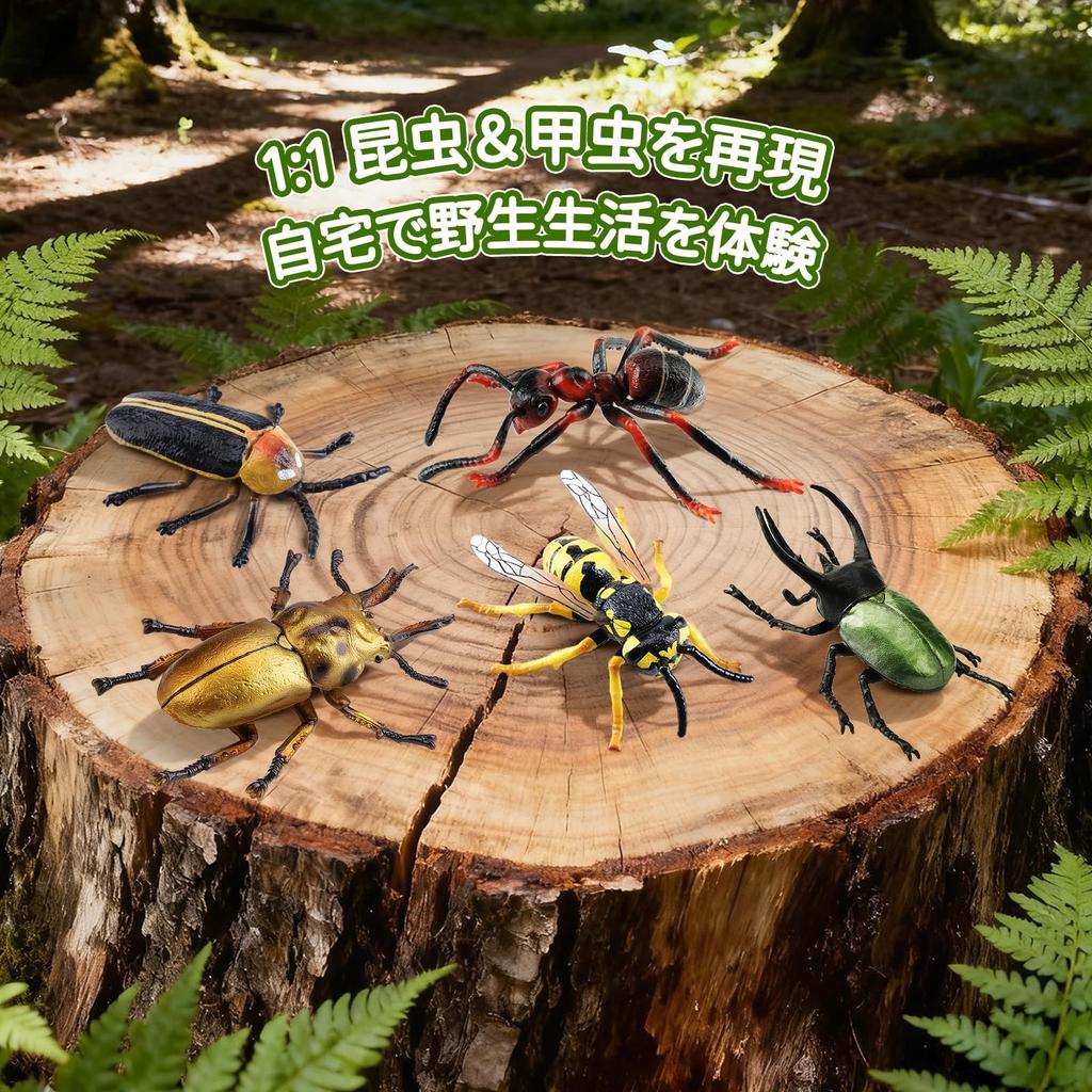TOYMANY 12-Piece Animal Figure Set, Insect Toy Set, Realistic Insect Models, Plastic Beetle Toys, Popular Toys, Birthday Gifts, Christmas, New