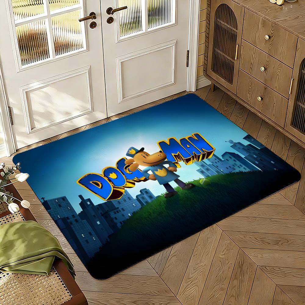 Cartoon D-Dog Man Floor Mat Soft Thickened Absorbent Non-Slip Bedroom Living Room Door Mat Home Decor Flannel Rugs