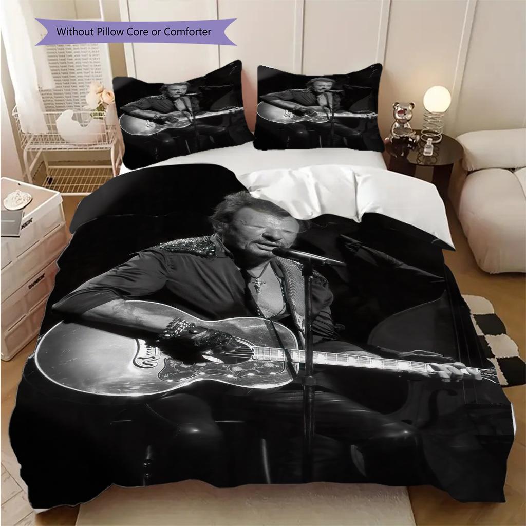 Johnny Hallyday bedding, duvet cover, pillowcase, home decoration, birthday gift (1 * duvet cover+2 * pillowcase, coreless)
