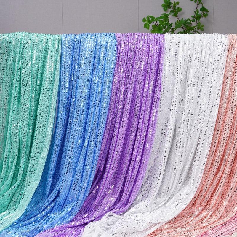 Wide 130cm Mesh Micro Stretch Small Sequins Clothing Fabric for DIY Sewing Clothing Dress Wedding Dresses Party Tablecloth Cloth