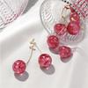 Pinkdudu Cherry Dangle Earrings for Women Sweet Fruit Design Gold Plated Pendant Earrings PD416