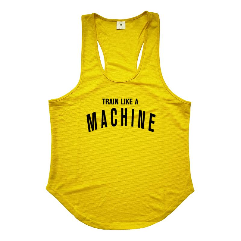 

Muscleguys TRAIN LIKE A MACHINE Gym Tank Tops Men Running Vests Fitness Clothing Mens Bodybuilding Stringer Tanktop Summer Sports Clothing XXL жёлтый