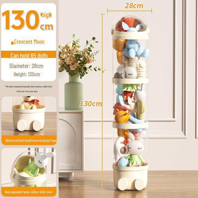 Large Plush Doll Storage Bucket - Cartoon Design, Dustproof, with Buckle for Kids