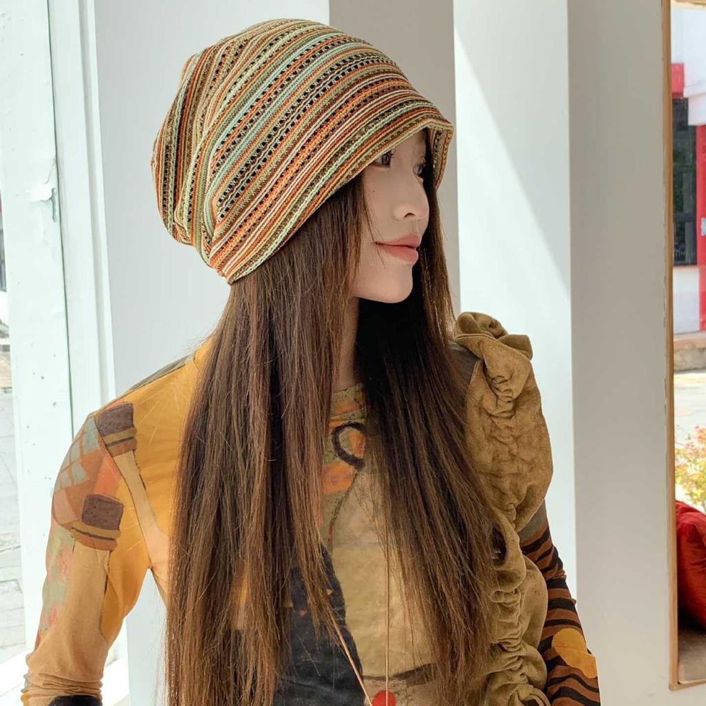 Color bar floating pile hat children foreign gas cover white hair hollow breathable hat new bag head hat