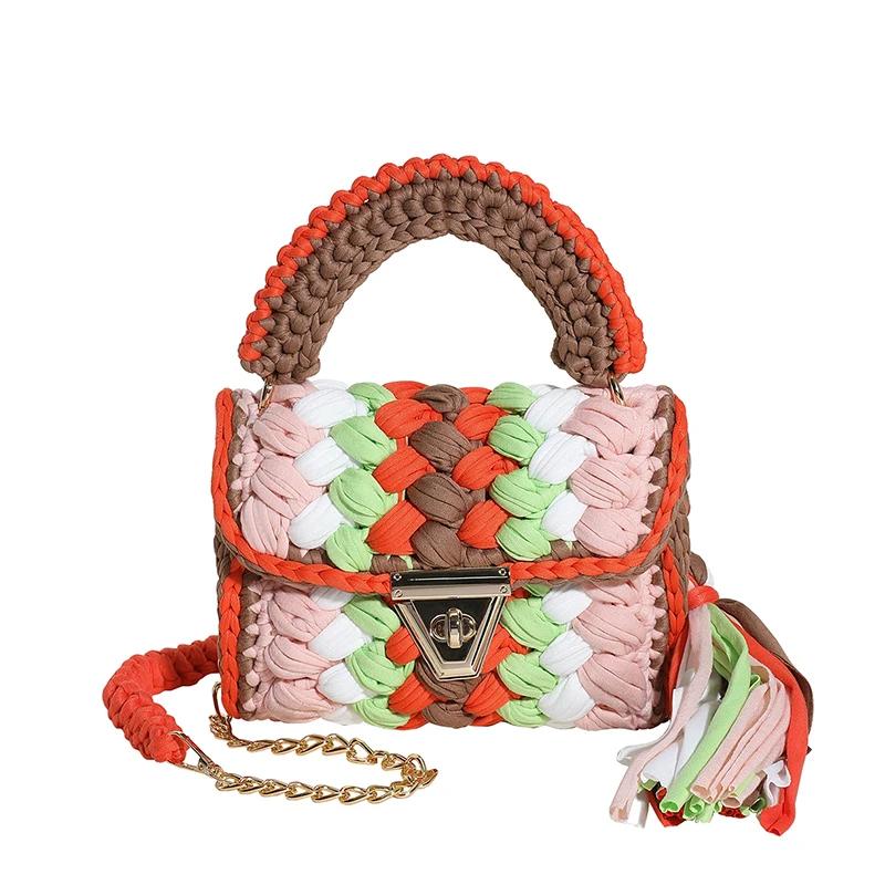 Borsa da Donna Borsa Intrecciata Borsa a Spalla Lavorata a Maglia Grossa Borsa con Manico Superiore all'Uncinetto Borsa Shopper da Donna Regali