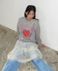 RONRON Ronron Heart Laurel Sweatshirts Gray