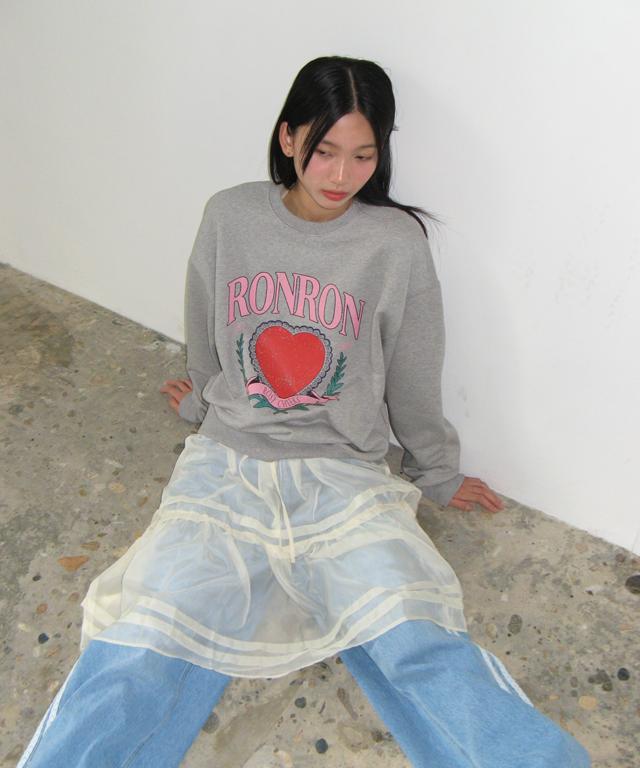 RONRON Ronron Heart Laurel Sweatshirts Gray