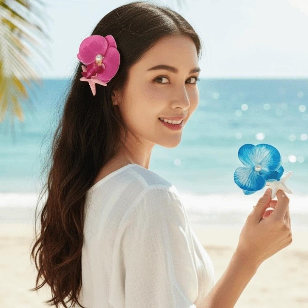 5 PCS Korean Style Starfish Flower Hair Clip Sweet Moth Orchid Side Clip Beach