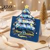 Blank Note Cards for Hand Written Blessings 10 Pcs 3D Christmas Tree Greeting Cards, Holiday Postcards Themed Base Bulk New Year, Winter Xmas