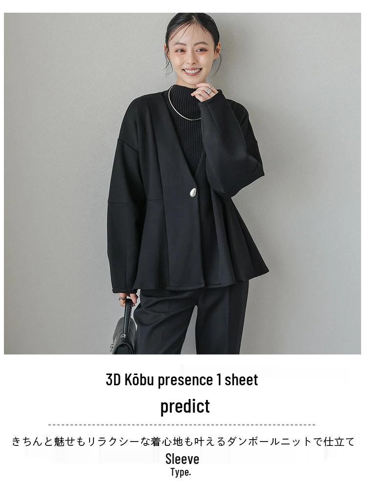 V-neck Ruffle Waist-Cinching Slim Short Jacket for Women - Spring/Autumn 2025 Collection