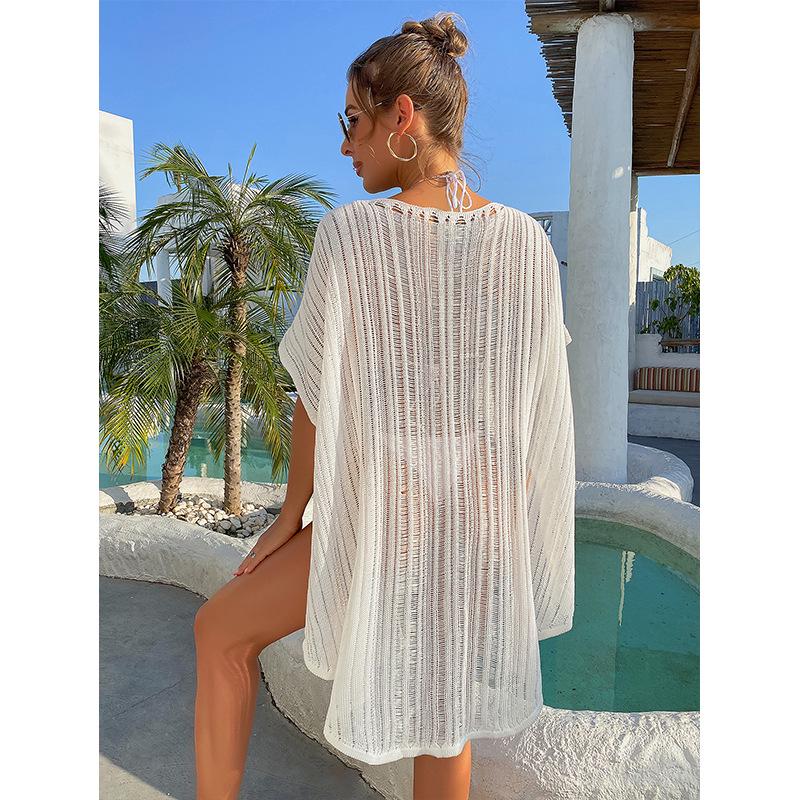 Summer Lace-Up Knit Beach Cover-Up