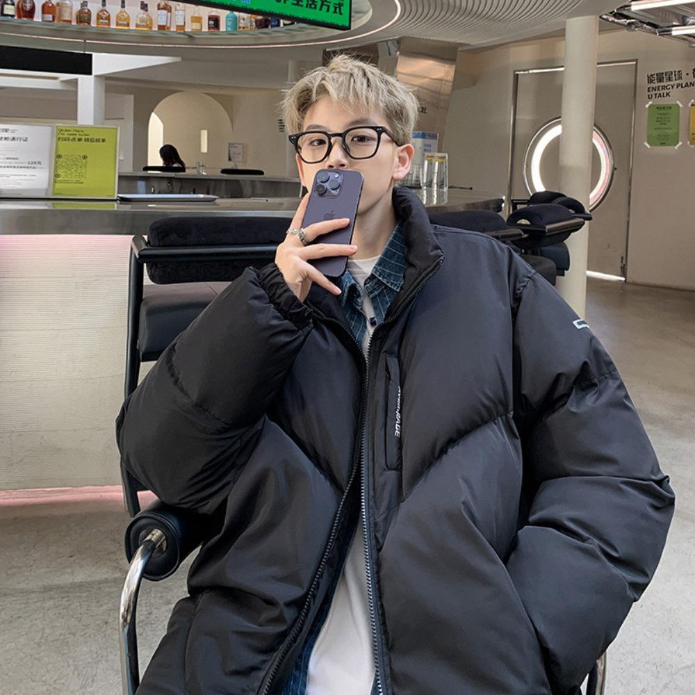 

Мужская зимняя трендовая стеганая одежда свободного кроя со стойкой воротником, утолщенные стеганые куртки, американская ретро куртка-пуховик 2XL чёрный