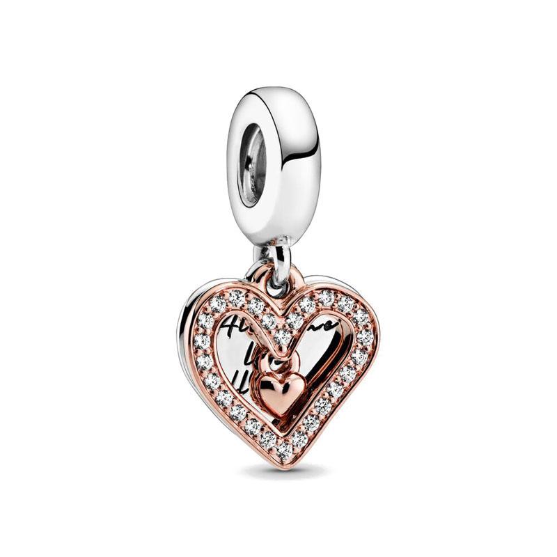 New copper Plated Rose Gold Plated Dangle Charm Bead Charms Compatible With Authentic Women Bracelets Bead Charms Charm for Pendant Necklaces Jeweller