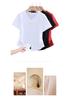 2026 Summer Women's Loose V-Neck Cotton T-shirt with Frog Button - Solid Color, Chinese Style